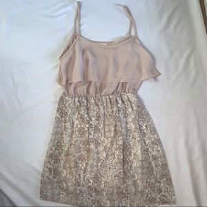 Beige Flowy Mini Dress